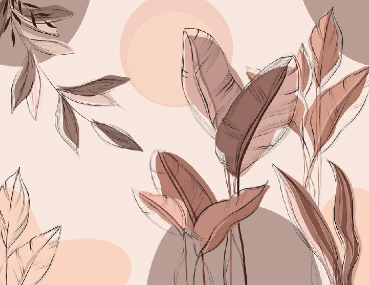 Papier peint panoramique végétal graphique - Muralconcept