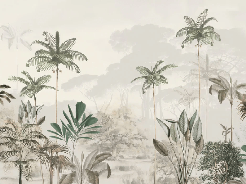 Panoramic jungle eden green wallpaper, XXL, tendance