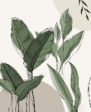 Graphic plant panorama wallpaper taupe