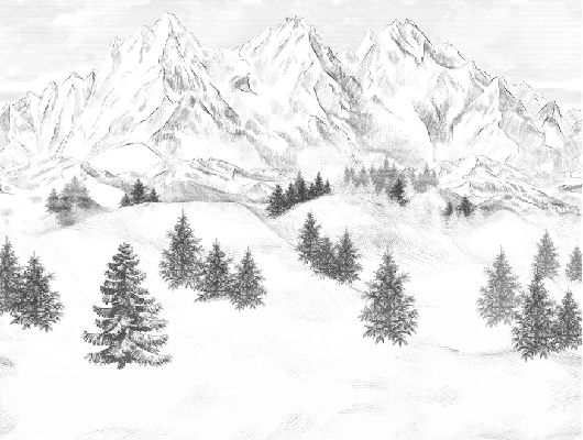 Papier peint montagne sommets de Chamonix - Muralconcept