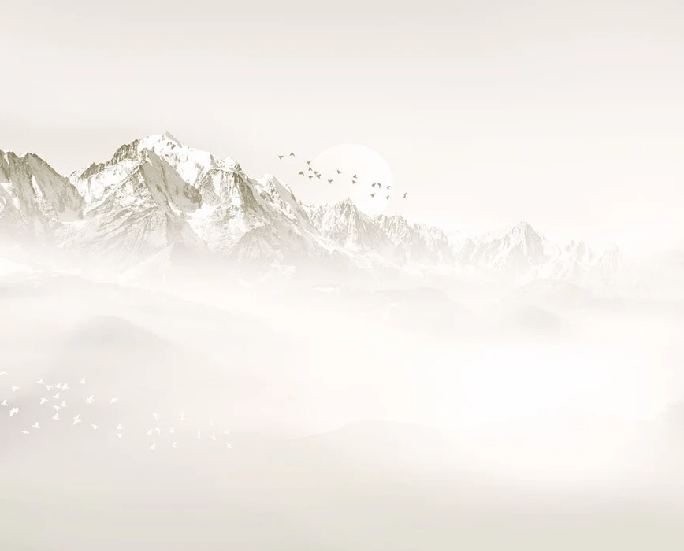 Papier peint Mont blanc lune et oiseau - Muralconcept