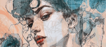 Female face wallpaper blue rose