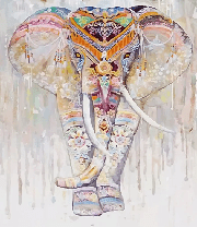 Papier peint Eléphant Boho Indien - Muralconcept
