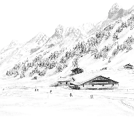 Papier peint Clusaz ski fond montagne Confins, XXL, tendance