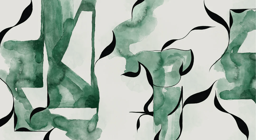 Papier peint abstrait moderne – Abstract Green Flow - Muralconcept