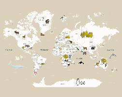 Papier peint Carte du monde en Francais enfant beige, XXL, tendance
