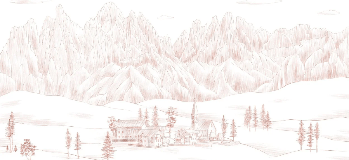 Papier peint paysage italien Dolomites terracotta, XXL, tendance