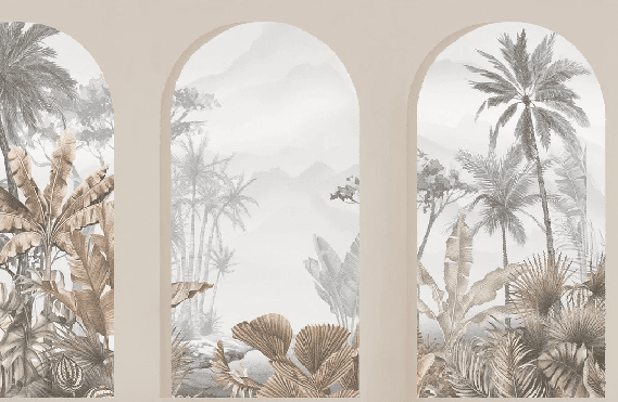 Papier peint arches tropicales sépia - Muralconcept