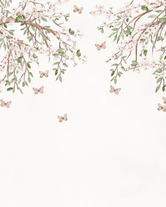 Papier peint papillons et fleurs - Muralconcept