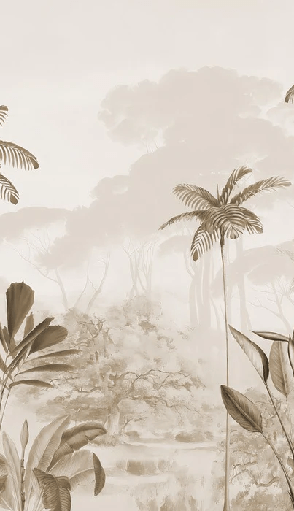 Papier peint panoramique jungle eden sépia, XXL, tendance