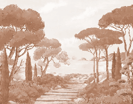 Papier peint balade dans les calanques terracotta - Muralconcept