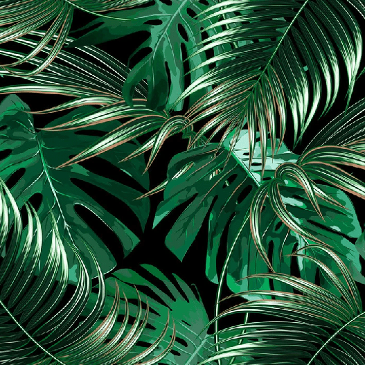 Papier peint intissé grandes feuilles vertes - Muralconcept