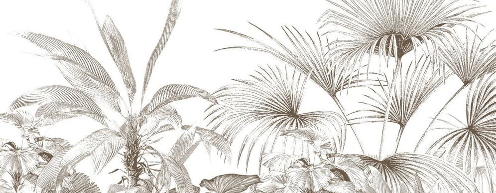 Papier peint tropical gravure monochrome, XXL, tendance