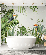 Papier peint salle de bain jungle oiseau exotique, XXL, tendance