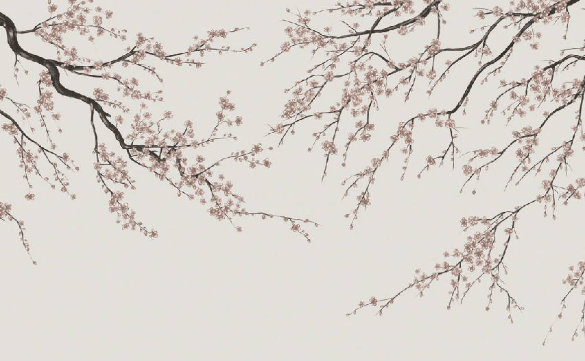 Papier peint panoramique Sakura beige - Muralconcept