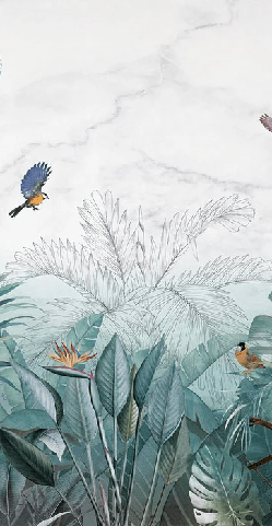 Blue marble jungle wallpaper