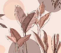 Papier peint panoramique végétal graphique - Muralconcept