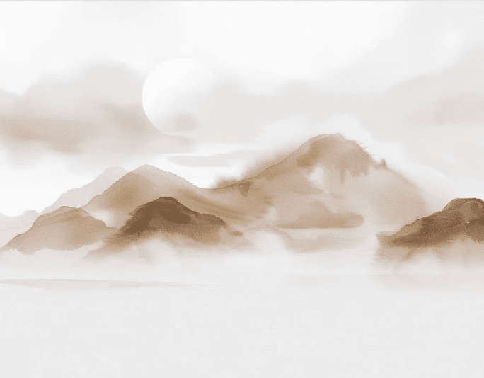 Papier peint montagnes voilées – Lueur sépia - Muralconcept