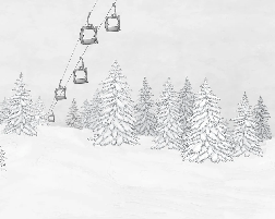 Papier peint montagne télécabine noir & blanc, XXL, tendance