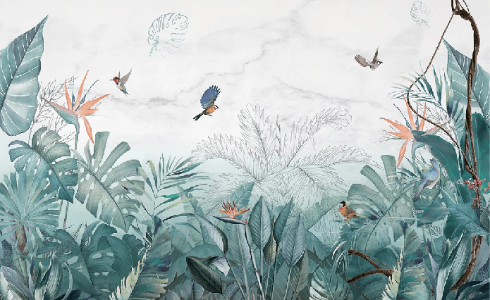 Blue marble jungle wallpaper