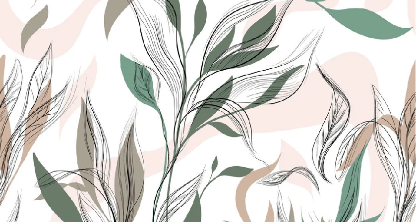 Papier peint panoramique fleur graphique - Muralconcept