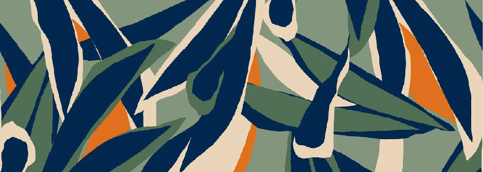 Papier peint panoramique esquisse végétale, XXL, tendance