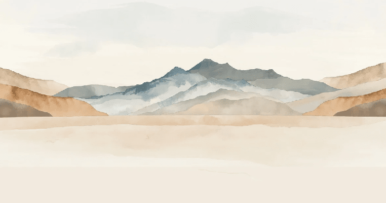 Papier peint panoramique montagne aquarelle pastel – Décor mural paysage apaisant - Muralconcept