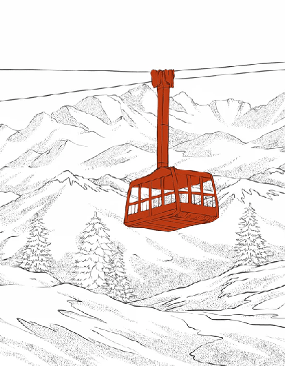 Papier peint La Plagne télécabine rouge - Muralconcept