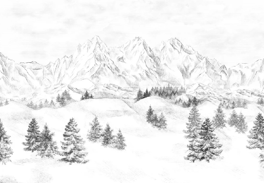 Papier peint montagne massif des Alpes - Muralconcept
