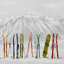 Papier peint ski à Courchevel - Muralconcept