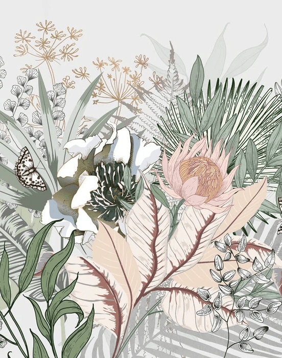 Panoramic floral botanic wallpaper - Muralconcept