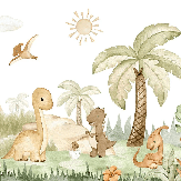 Papier peint bébés dinosaures au parc - Muralconcept