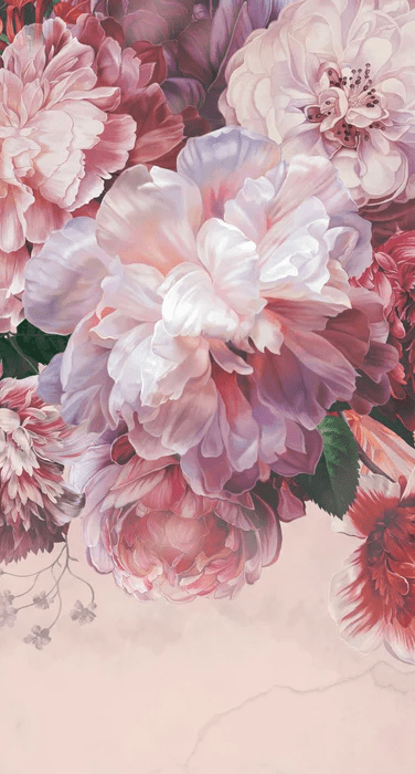 Papier peint panoramique pivoines rosé - Muralconcept