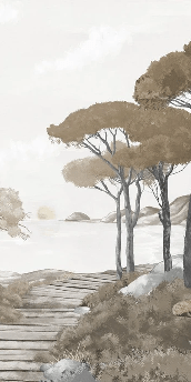 Papier peint balade dans les calanques brun - Muralconcept