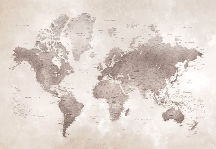 Papier peint carte du monde intemporel - Muralconcept