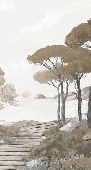 Papier peint balade dans les calanques brun - Muralconcept