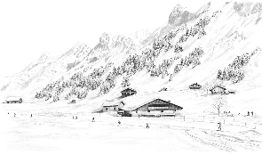Papier peint Clusaz ski fond montagne Confins, XXL, tendance