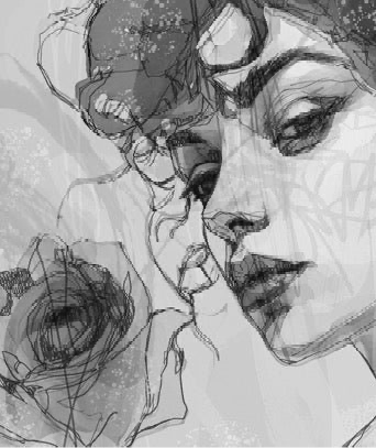 Papier peint visage féminin blue rose, XXL, tendance