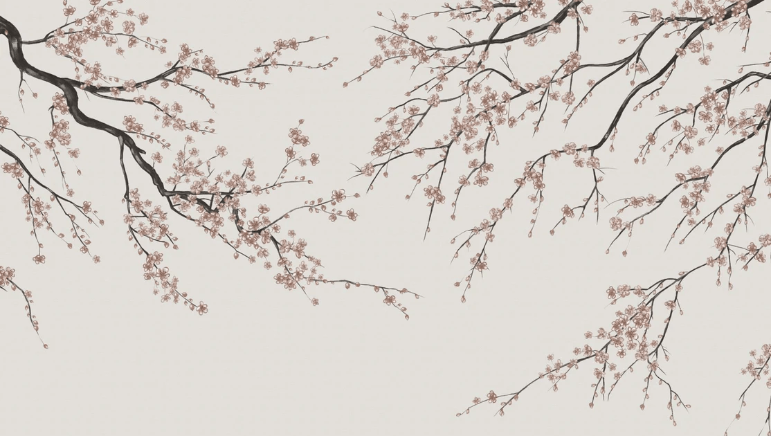 Papier peint panoramique Sakura beige - Muralconcept