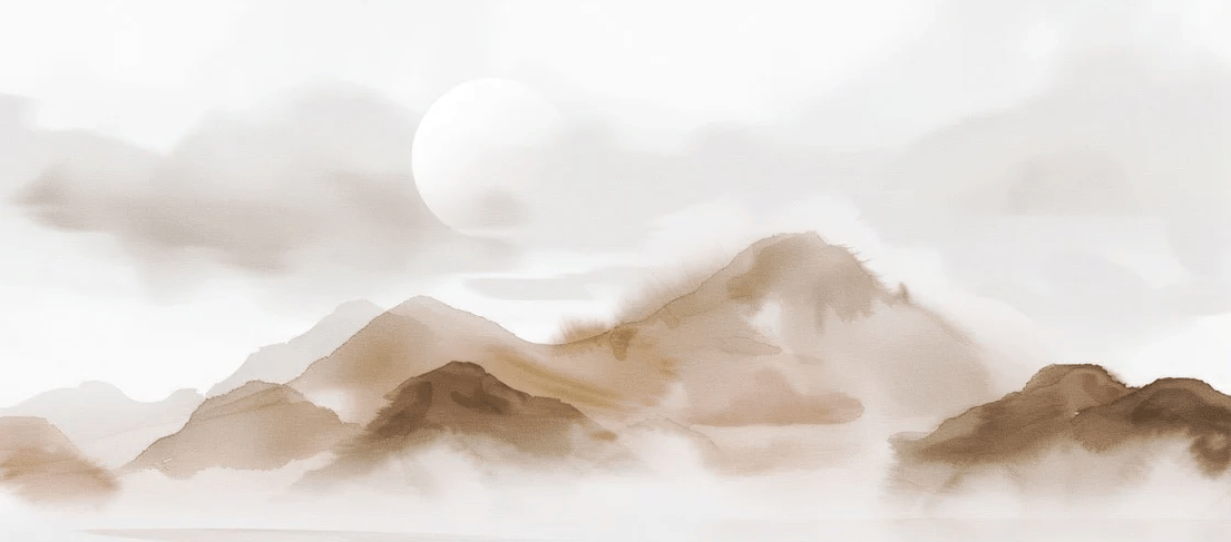 Papier peint montagnes voilées – Lueur sépia, XXL, tendance