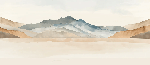 Papier peint panoramique montagne aquarelle pastel – Décor mural paysage apaisant - Muralconcept