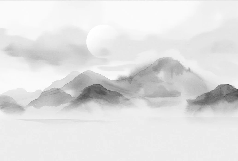 Papier peint montagnes voilées – Lueur sépia, XXL, tendance