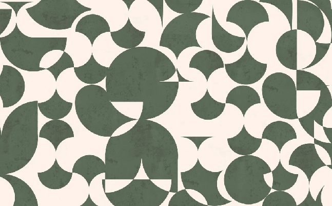 Papier peint rétro forme graphique vert - Muralconcept