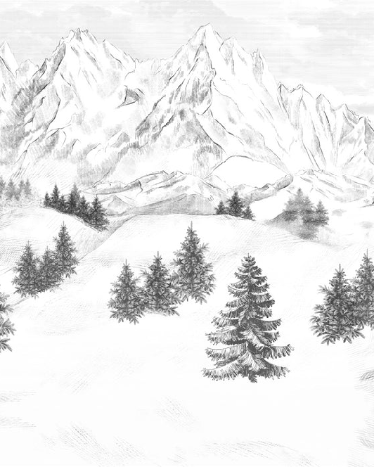 Papier peint montagne sommets de Chamonix - Muralconcept
