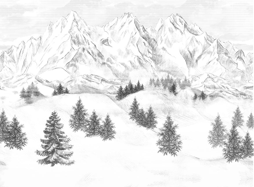 Papier peint montagne sommets de Chamonix, XXL, tendance