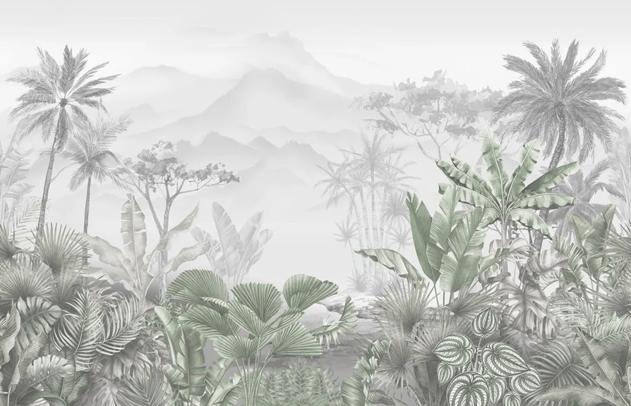 Papier peint tendance tropical vert, XXL, tendance