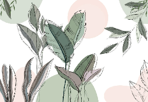 Papier peint panoramique végétal graphique vert - Muralconcept