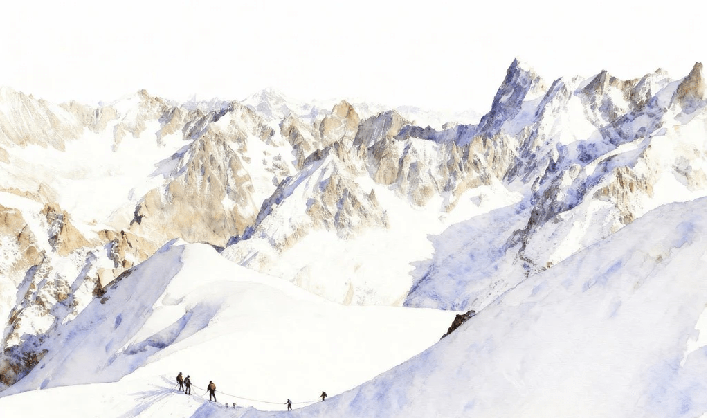 Papier peint alpinisme la cordée - Vallée blanche - Muralconcept