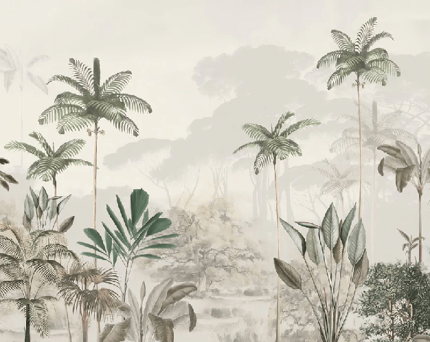 Papier peint panoramique jungle eden vert - Muralconcept