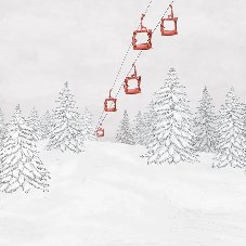 Papier peint montagne télécabine rouge, XXL, tendance